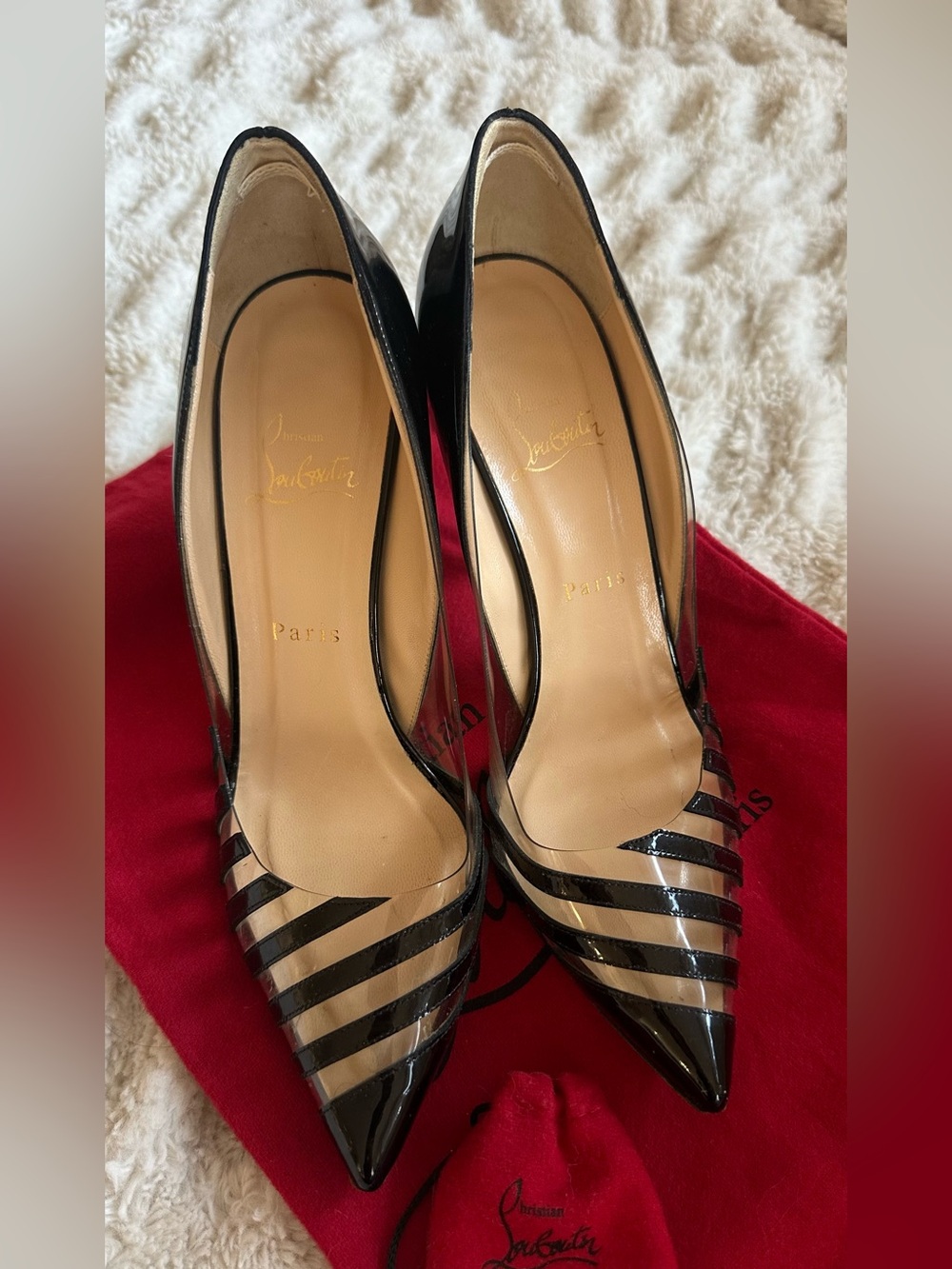 Christian Louboutin black patent leather and PVC Pivichic pumps - Picture 4 of 15